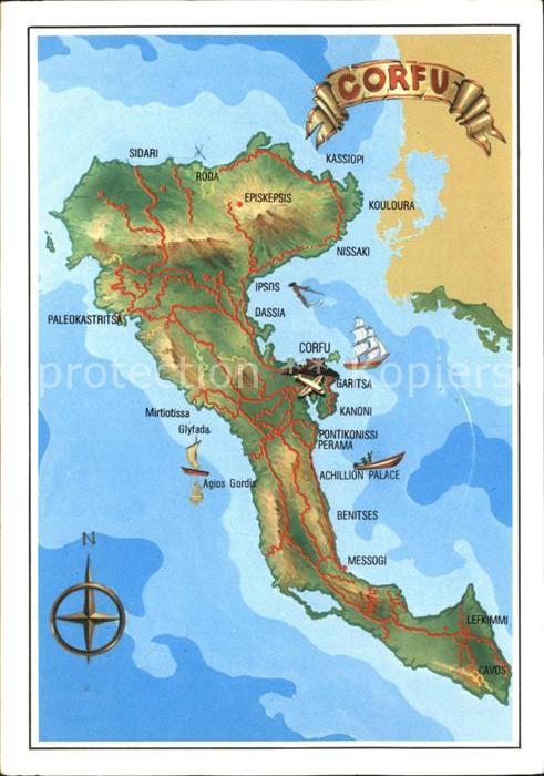 Corfu Korfu Landkarte