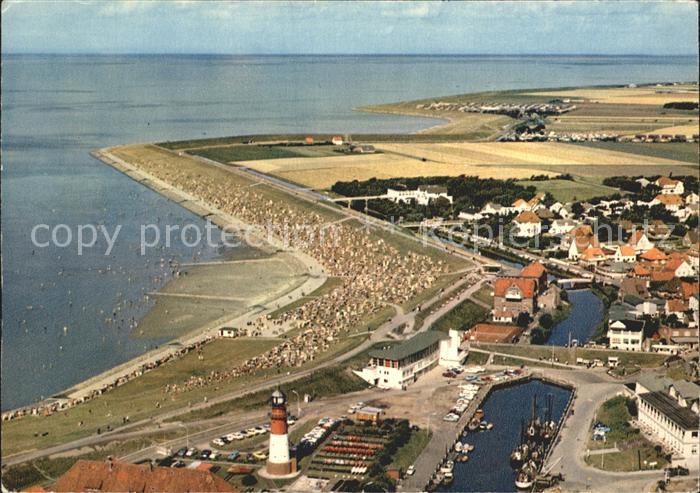 Buesum Nordseebad Fliegeraufnahme mit Leuchtturm