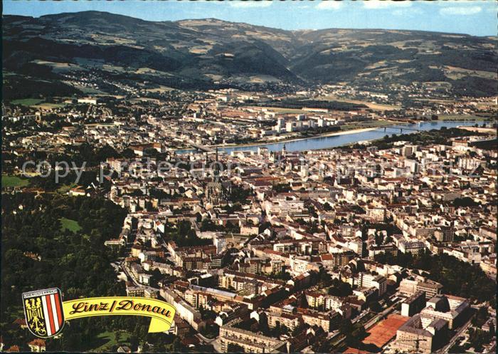 Linz Donau Fliegeraufnahme mit Urfahr