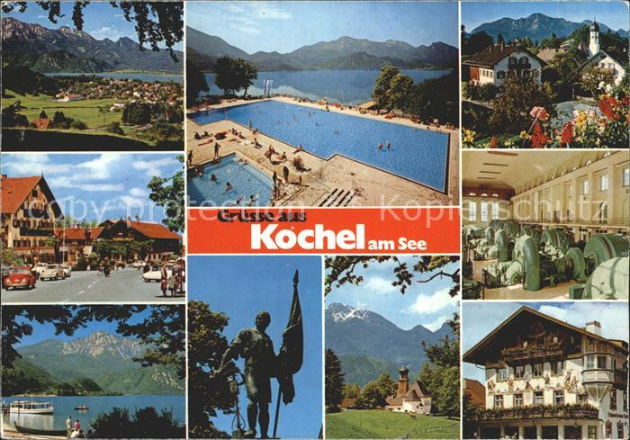 Kochel See Herzogstand Dorfpartie Kraftwerkshalle Denkmal Kapelle Hotel