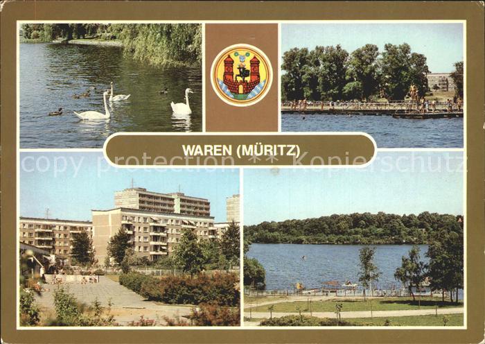Waren Mueritz Park Schwaene Freibad Neubaugebiet Tiefwarensee