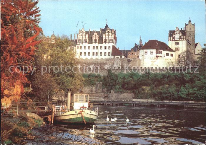 Bernburg Saale Schloss Bootsanleger Schwaene