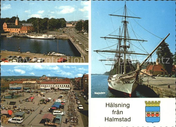 Halmstad Najaden Hafen Segelschiff Marktplatz Wappen