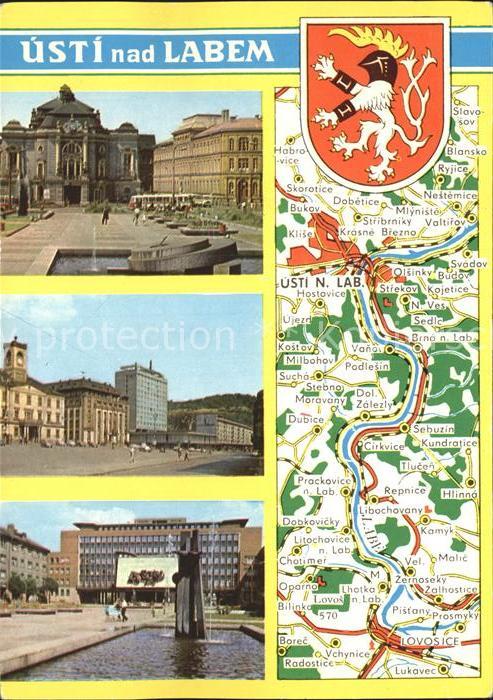 Usti nad Labem Teilansichten Brunnen Gebietskarte