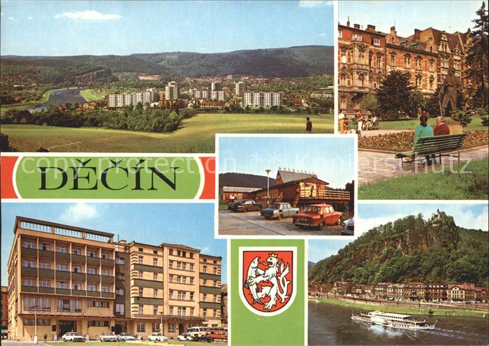 Decin Boehmen Nova vystavba na Starem meste Tyrsuv park Hotel Grand Motorest v L