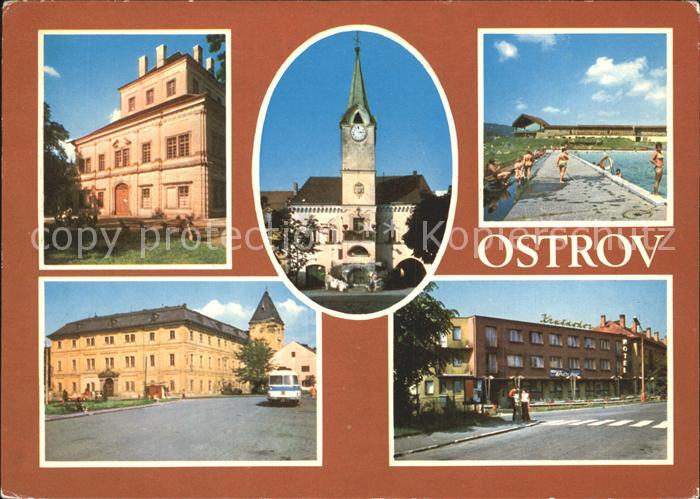 Ostrov Schlackenwerth Teilansichten Schwimmbad