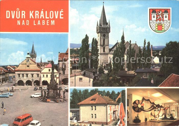 Dvur Kralove nad Labem Gottwaldovo namesti Kostelem Vystava Kralovedvorske texti