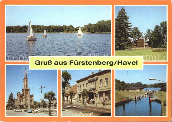 Fuerstenberg Havel Schwedtsee Musikpavillon Park des Friedens Kirche Markt HO Ho