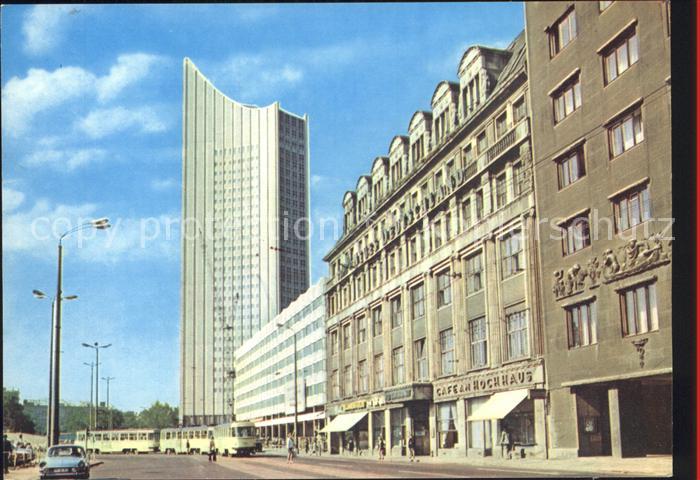 LEIPZIG Sachsen Goethestrasse mit Blick zum Hochhaus Karl Marx Universitaet