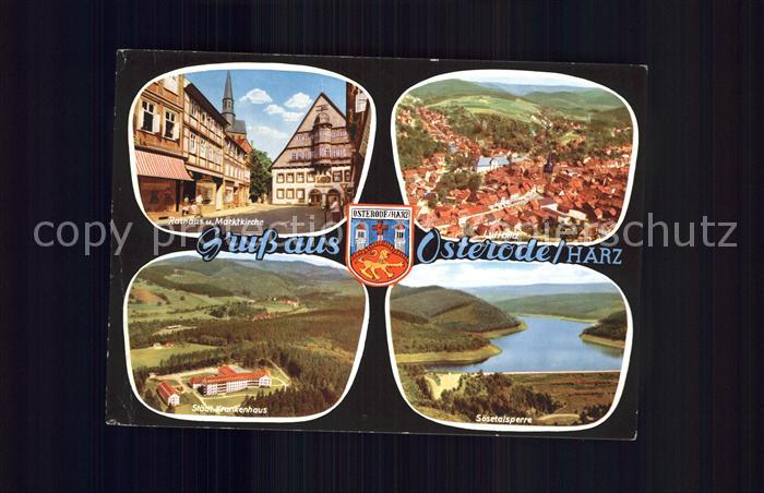 Osterode Harz Fliegeraufnahme Rathaus Marktkirche Talsperre Krankenhaus