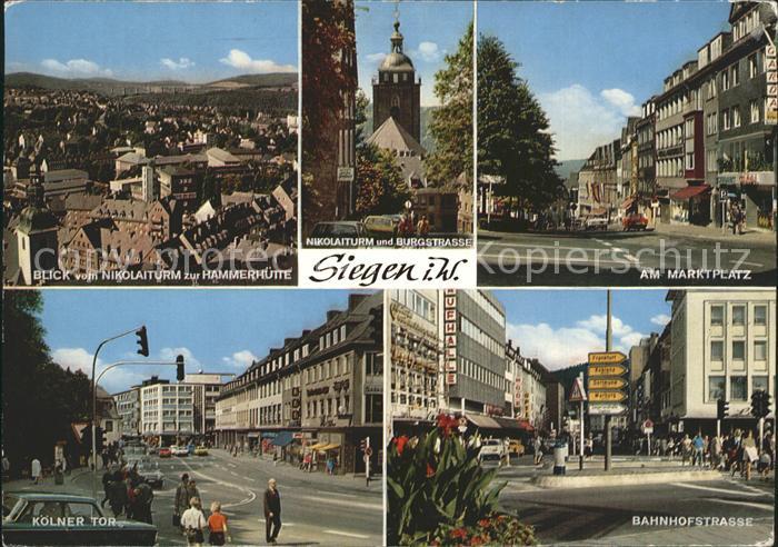 Siegen Westfalen Marktplatz Blick vom Nikolaiturm Koelner Tor Bahnhofstrasse