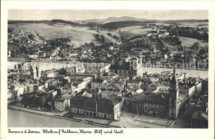 PAssAU Bayern mit Rathaus und Maria-Hilf Fliegeraufnahme