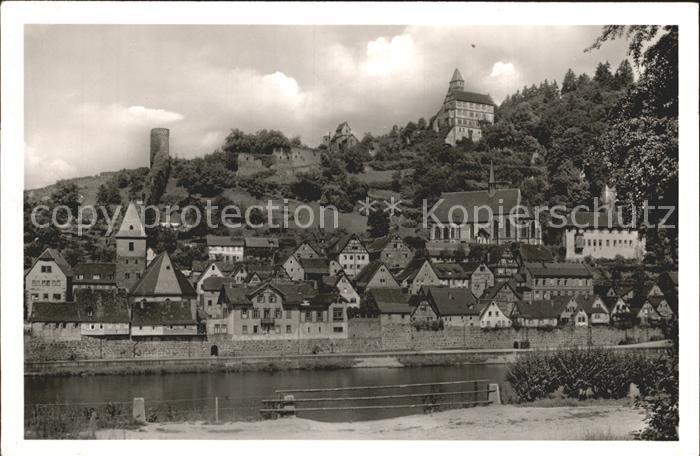 Hirschhorn Neckar Stadt mit Schloss