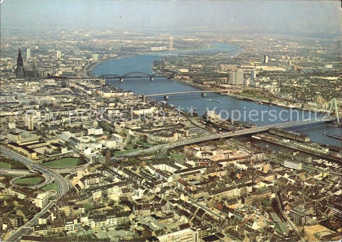 Koeln Rhein Fliegeraufnahme Rheinbruecken Dom