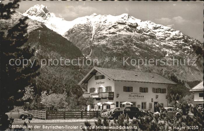 Scharnitz Rasthaus Bayrisch Tiroler Grenze Alpen Huber Karte Nr 10250