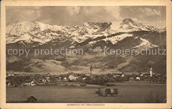GARMISCH-PARTENKIRCHEN Bayern Gesamtansicht mit Dreitorspitze Wettersteingebirge