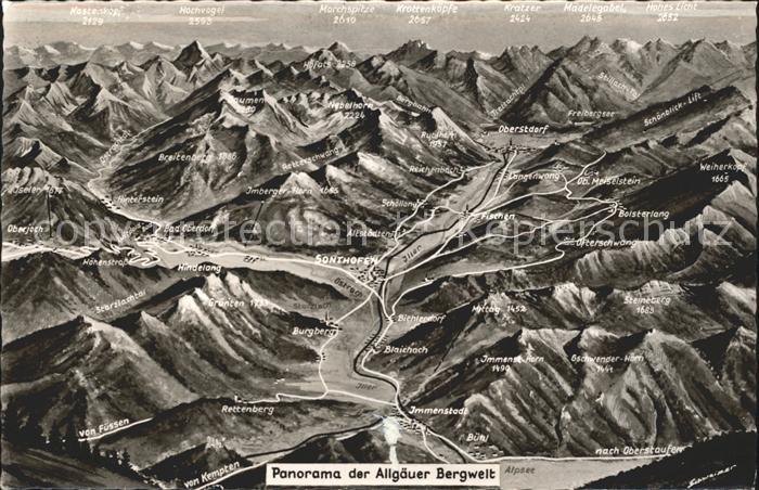 Sonthofen Oberallgaeu Panorama der Allgaeuer Bergwelt aus der Vogelschau