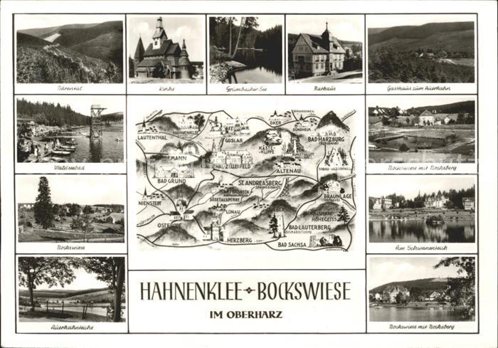 Hahnenklee-Bockswiese Harz Baerental Kirche See Rathaus Gasthaus Bocksberg Schwa