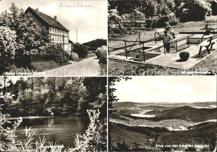 Glashuette Ziegenhagen Hotel Pension Fricke Wassertreten Panorama Blick von der