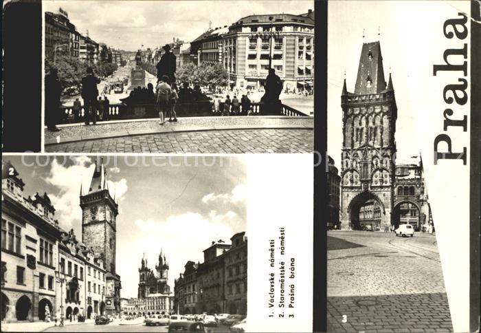 Praha Prahy Prague Vaclavske namesti Staromestske namesti Prasna brana