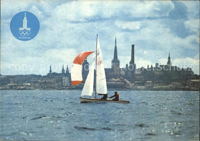 Tallinn Ansicht von Seeseite aus Segelboot