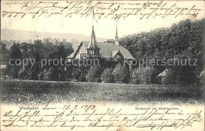 Wiesbaden Waldpartie mit Waldhaeuschen