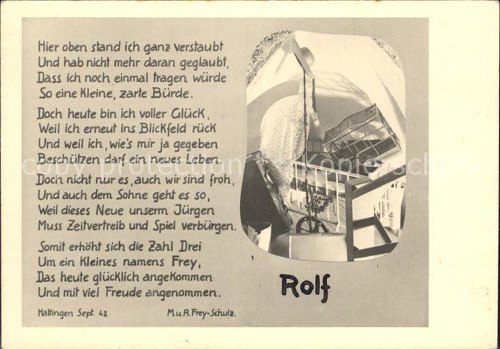 Haltingen Weil am Rhein BW Geburtskarte Rolf