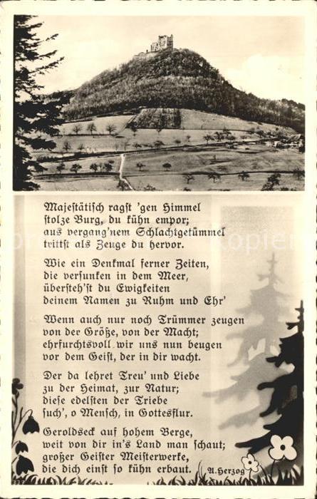 Schoenberg Gengenbach Ruine Hohen Geroldseck Gedichttext