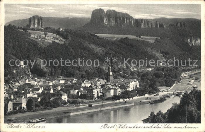 Bad Schandau Elbepartie mit Schrammsteinen