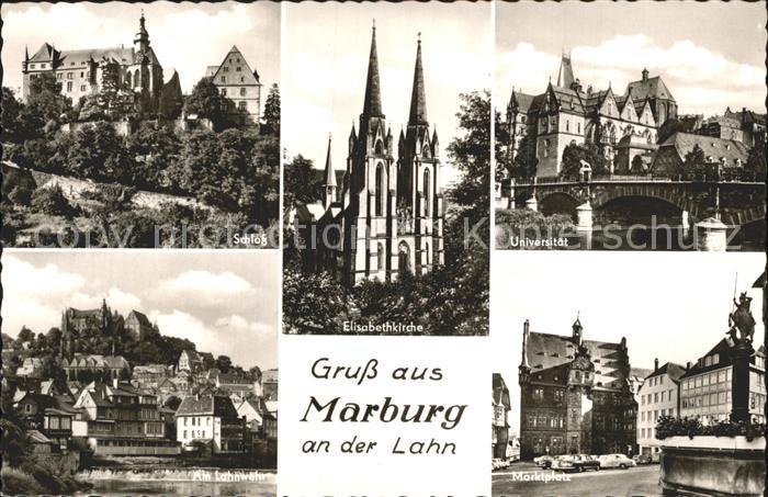 Marburg Lahn Schloss Elisabethkirche Universitaet Lahnweiher Marktplatz