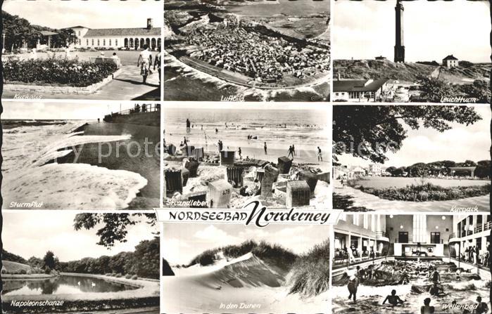 Norderney Nordseebad Kurhaus Fliegeraufnahme Leuchtturm Sturmflut Strand Kurpark
