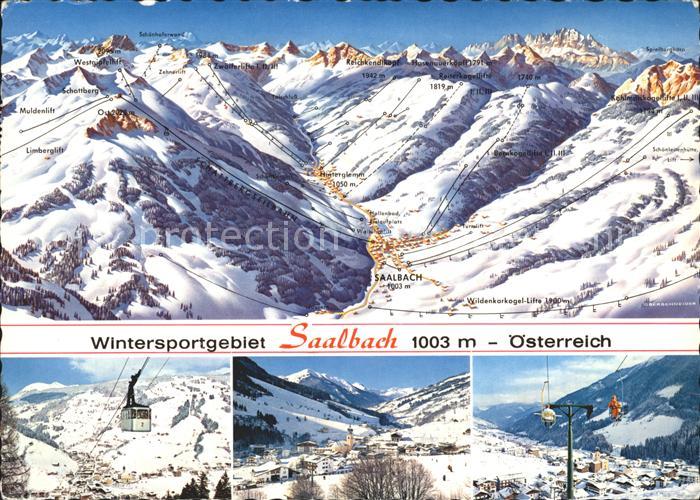 Saalbach-Hinterglemm Panoramakarte Schwebebahn Ortsansicht Sessellift