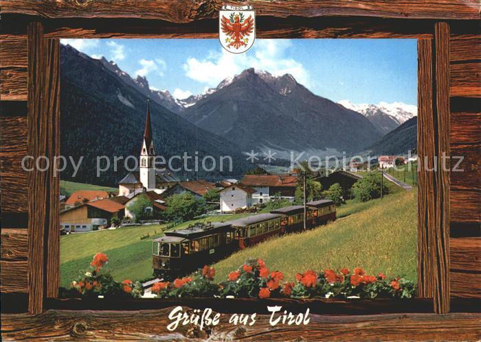 Telfes Stubai Panorama mit Stubaitalbahn Stubaier Alpen Zuckerhuetl