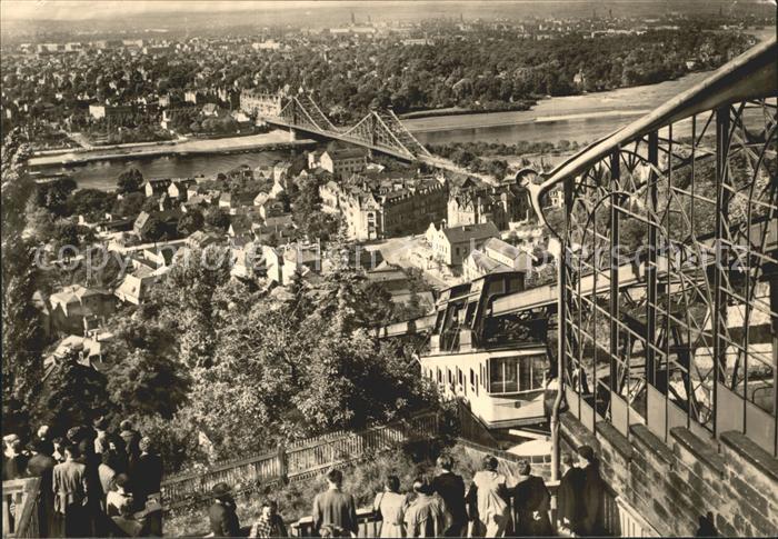 DRESDEN Elbe Blick auf Loschwitz und Blasewitz Bergbahn