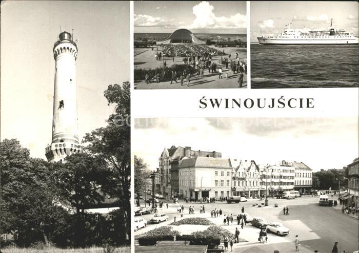 Swinoujscie Swinemuende Latarnia morska Plac Wolnosci Muszla koncertowa Prom Gry