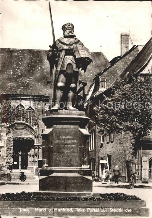 Jena Markt und Hanfried Portal der Stadtkirche