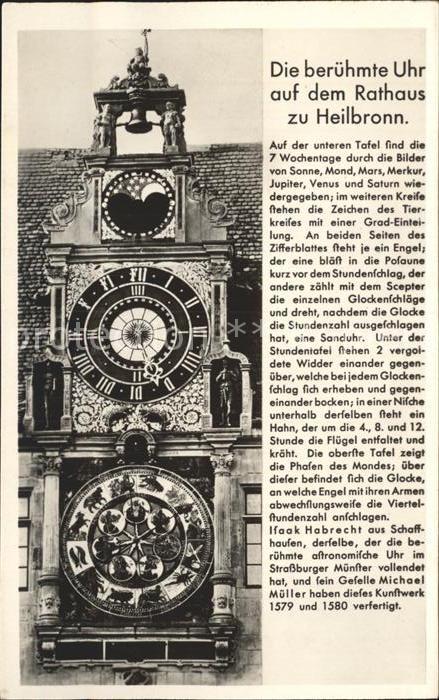 Heilbronn Neckar Beruehmte Uhr auf dem Rathaus