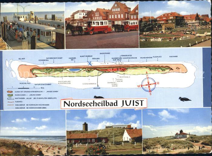 Juist Nordseebad Eisenbahn Pferdewagen Park Strand Duenen Landkarte