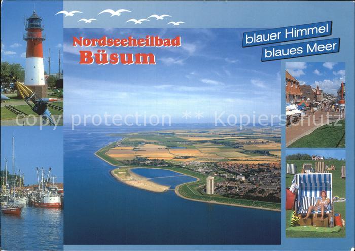 Buesum Nordseebad Leuchtturm Hafen Promenade Strandkorb Fliegeraufnahme