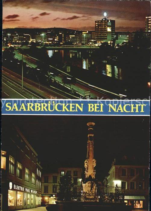 SAARBRueCKEN Saarland bei Nacht Brunnen