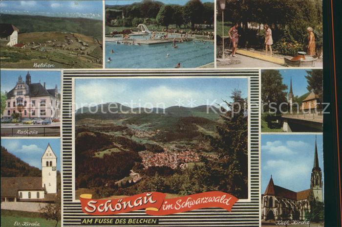 Schoenau Schwarzwald Belchen Rathaus Kirche Minigolf Freibad