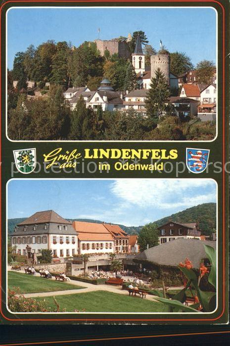 Lindenfels Odenwald Blick zur Burg Kirche Hotel Restaurant Heilklimatischer Hoeh