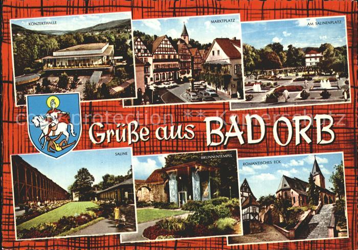Bad Orb Konzerthalle Marktplatz Fachwerkhaeuser Salinenplatz Kirche Brunnentempe