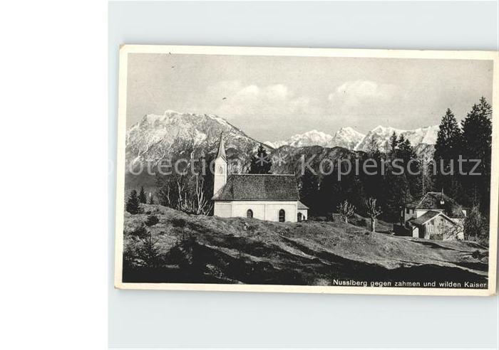 Kiefersfelden Nusslberg Kirche mit Zahmen und Wilden Kaiser