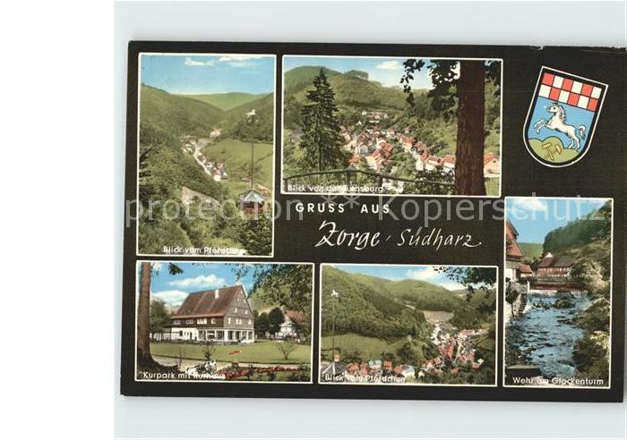 Zorge Blick vom Pferdchen und der Fuchsburg Kurpark Kurhaus Wehr am Glockenturm