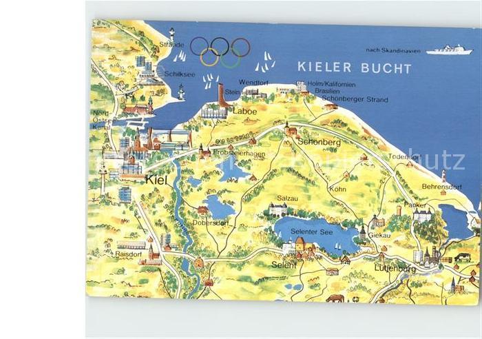 Schleswig-Holstein mit Kieler Bucht Gebietskarte