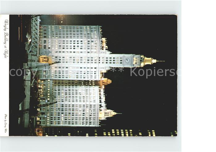 Chicago Illinois Wrigley Building at Night