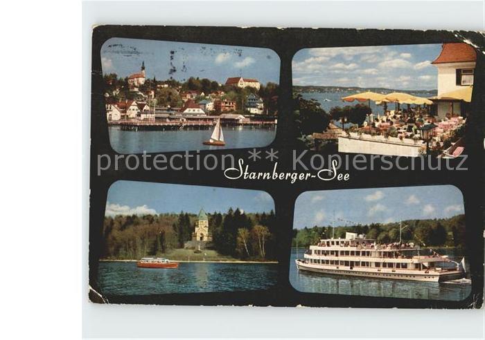 Starnberg Starnbergersee Bayern Teilansicht Hotelterrasse Faehre