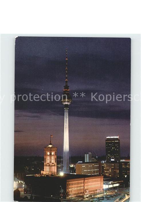 BERLIN CITY bei Nacht Rotes Rathaus Fernsehturm