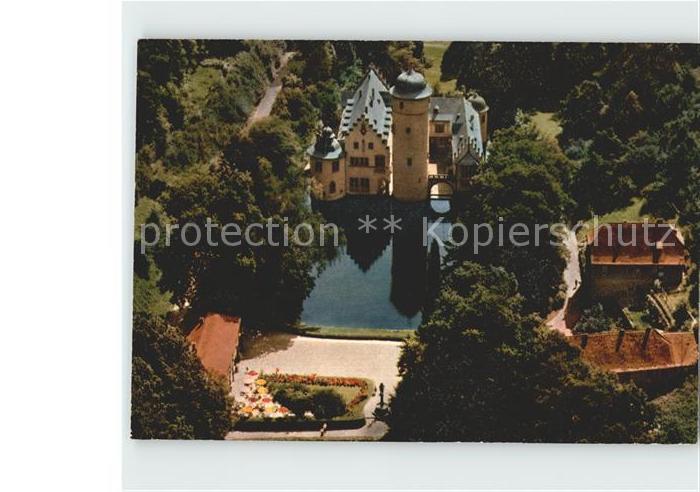 Mespelbrunn Schloss Mespelbrunn Spessart Fliegeraufnahme